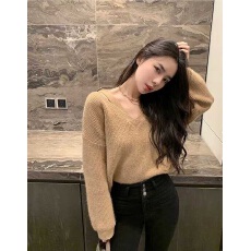 批发跨境亚马逊高级感一字领挂脖毛衣秋冬新款露肩显锁骨<b class='q'>气质</b>针织衫