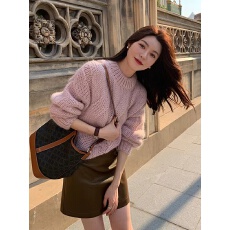 批发速卖通慵懒风麻花毛衣女冬韩式温柔<b class='q'>宽松</b>显瘦长袖圆领套头针织上衣