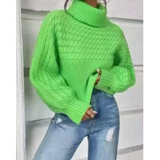 批发外贸秋冬新款时尚休闲麻花翻领<b class='q'>气质</b>百搭装扮女针织罗纹高级感毛衫