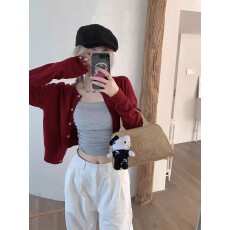 批发跨境外贸韩系针织小开衫女春秋季外穿薄款小个子短款<b class='q'>修身</b>毛衣外套