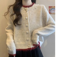 批发跨境<b class='q'>外贸</b>亚马孙春秋季时尚新款韩版撞色针织衫女休闲百搭<b class='q'>开衫</b>上衣