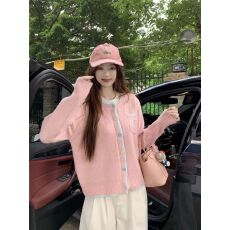 批发外贸韩系纯色长袖<b class='q'>针织</b><b class='q'>开衫</b>秋季新款多巴胺薄款时尚减龄外套上衣女