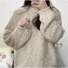 批发套头彩色毛衣女秋冬新款跨境外贸亚马逊宽松慵懒风软糯针织衫上衣