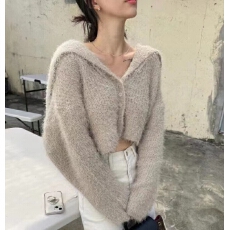 批发外贸韩国东大门秋冬法式海军领纯色系扣防<b class='q'>貂绒</b>软糯短款毛衣外套