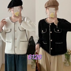 批发速卖通小香风高级感<b class='q'>短款</b>外套女针织开衫秋冬新款法式别致显瘦上衣