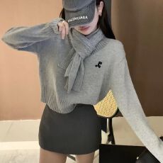 跨境亚马逊秋冬新款韩版宽松显瘦百搭圆领长袖针织衫女毛衣上衣