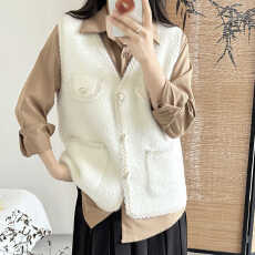 批发速卖通小香风仿水貂绒针织开衫马甲女秋冬新款爱心扣<b class='q'>百搭</b>毛衣背心