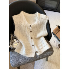 批发跨境亚马逊秋冬新款时尚简约针织<b class='q'>开衫</b>叠穿针织背心外搭马甲上衣<b class='q'>女</b>