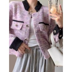 批发名媛小香风外套<b class='q'>女</b>春秋爆款外贸韩系水貂绒短款小个子外搭<b class='q'>开衫</b>上衣