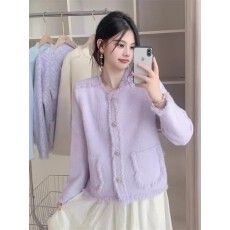 批发外贸速卖通小香风气质软糯针织<b class='q'>外套</b>女洋气流苏边毛衣水<b class='q'>貂绒</b>开衫