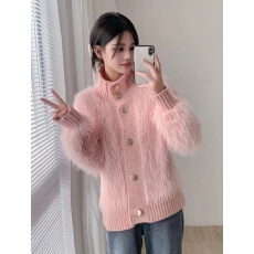 批发速卖通仿水<b class='q'>貂绒</b>高领毛衣开衫女秋冬新款高级感气质宽松毛针织<b class='q'>外套</b>