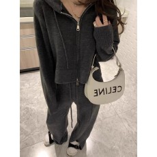 批发外贸慵懒风连帽毛衣休闲套装女秋冬新款开叉针织休闲阔腿裤<b class='q'>两件套</b>