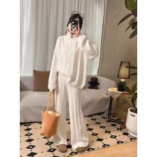 批发跨境外贸韩系春季套装女新款高级直筒裤一整套穿搭灰色针织毛衣潮