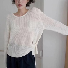 批发2026新款小众设计感镂空长袖针织衫外贸韩版宽松时尚洋气减龄上衣