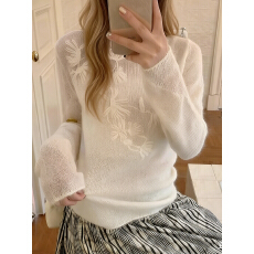 批发春季独特漂亮上衣韩系绝美巨好看洋气减龄小众不撞款白色针织衫女