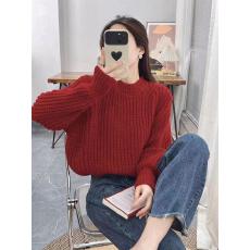 批发2026秋<b class='q'>冬</b>新款女士套头毛衣针织衫圆领宽松慵懒风纯色百搭蝙蝠衫