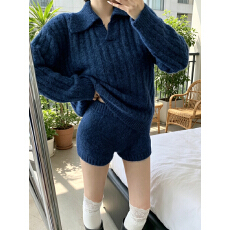 批发2026百搭<b class='q'>秋</b>冬休闲慵懒针织毛衣短裤套装女时尚穿搭一整套