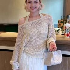 批发韩系多巴胺穿搭一整套夏季女装防晒罩衫挂脖吊带背心两件套装
