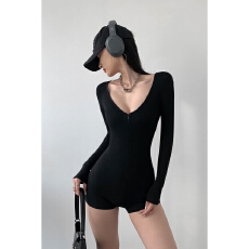 批发【人棉面料】辣妹性感大U领<b class='q'>连体</b>裤女夏打底短裤包臀欧美ins连<b class='q'>衣</b>裤