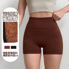 批发无缝针织性感后V要健身短裤女蜜桃臀高腰紧身瑜伽短裤运动三分裤