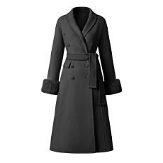 批发实拍网红韩系秋冬款绵羊毛<b class='q'>大</b>衣羊毛外套西装领双排扣袖子真狐狸毛