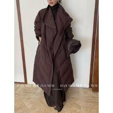 批发翻领系腰带长款<b class='q'>羽绒服</b>女2025冬季新款气质国标白鸭绒加厚外套大衣