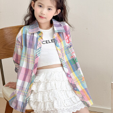 批发【天猫抖音质量 实拍】<b class='q'>春</b>秋女装外套格子上衣儿童初秋季韩系穿搭