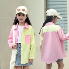 批发【实拍】新款中大童休闲纯棉<b class='q'>衬衫</b>男<b class='q'>女童</b>孩洋气<b class='q'>百搭</b>春季<b class='q'>衬衣</b>
