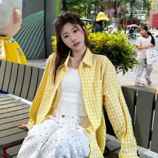 批发新款纯棉<b class='q'>长袖</b>格子<b class='q'>衬衫</b>宽松休闲外套