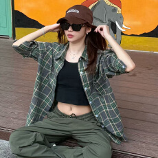 批发格子衬衫男女长袖复古休闲防晒外套