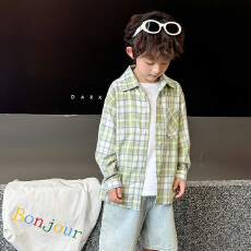 批发春秋款<b class='q'>儿童</b>纯棉长袖格子<b class='q'>衬衫</b>宽松舒适外套