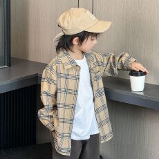 批发春秋纯棉<b class='q'>男童</b><b class='q'>衬衫</b><b class='q'>时髦</b>格子<b class='q'>衬衣</b>宽松休闲外套