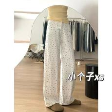 批发阔腿裤波点薄款高腰宽松白色长裤