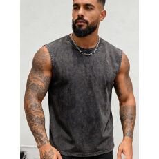 复古纯棉男士背心街头休闲短袖吸汗透气上衣