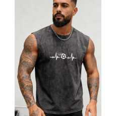 纯棉印花背心男士上衣吸汗透气宽松短袖