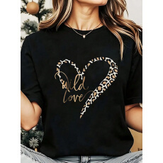 批发设计感爱心印花T恤女时尚百搭<b class='q'>短袖</b>上衣