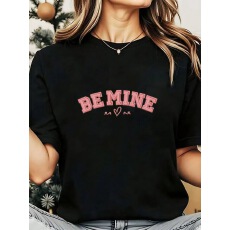 批发T恤女粉色字母印花休闲圆领<b class='q'>短袖</b>