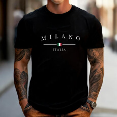 意式简约男士圆领针织面料T恤休闲百搭Y2K上衣