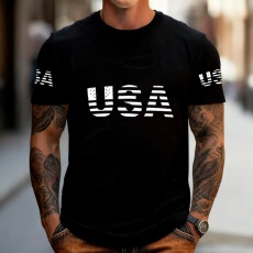 潮流男士字母印花T恤时尚修身上衣