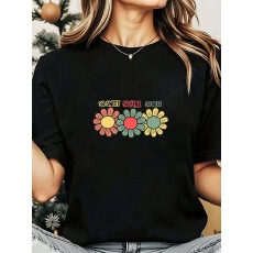 批发印花花朵女T恤时尚<b class='q'>短袖</b>上衣