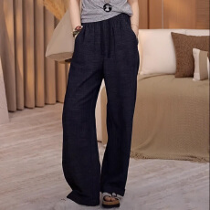 批发<b class='q'>亚麻</b>裤女2025新款大码女装胖妹妹梨形身材宽松显瘦遮肉遮胯阔腿裤