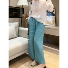 批发抽绳<b class='q'>阔腿裤</b>女2026夏季新款大码胖mm显瘦高腰宽松慵懒风九分休闲<b class='q'>裤</b>