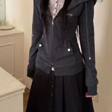 批发[] 加绒<b class='q'>修身</b>显瘦上衣宅系甜美风小众轻亚风小个子连帽外套女