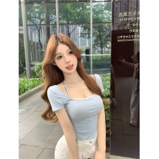 批发夏季多巴胺辣妹短袖<b class='q'>t</b><b class='q'>恤</b>女2026新款<b class='q'>紧身</b>显瘦超好看蕾丝拼接小上衣