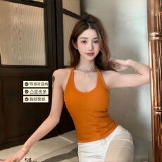 批发【带胸垫】交叉肩带背心女美背上衣夏季可打底外穿显瘦吊带背心