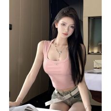 批发辣妹性感U领美背外穿吊带背心女夏季设计感内搭短款无袖上衣