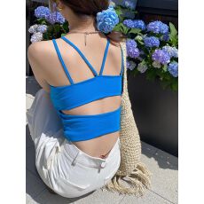 批发带胸垫 双肩带一体美背吊带背心女夏季外穿短款内搭打底上衣