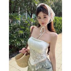 批发纯欲流苏<b class='q'>蕾丝</b>抹胸外穿女辣妹<b class='q'>裹</b><b class='q'>胸</b>小上衣夏季不规则吊带背心
