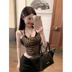 批发带<b class='q'>胸</b>垫 复古辣妹假两件豹纹小吊带背心女夏季显瘦短款小上衣