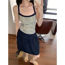 批发带胸垫 <b class='q'>条纹</b>针织吊带背心女夏季韩版辣妹修身显瘦外穿小上衣